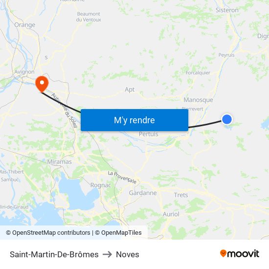 Saint-Martin-De-Brômes to Noves map