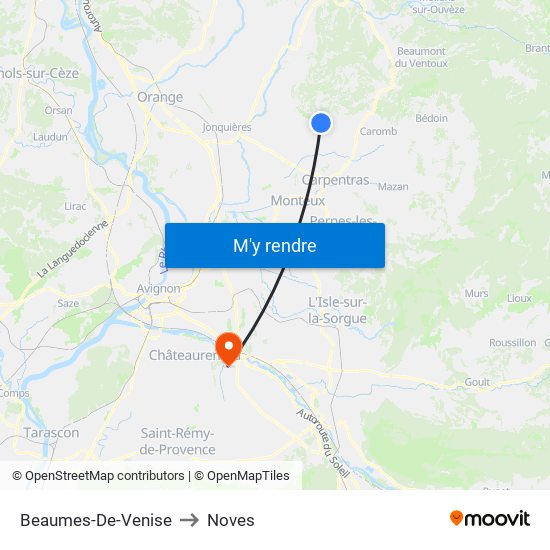 Beaumes-De-Venise to Noves map