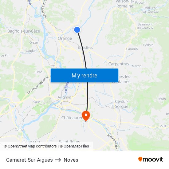 Camaret-Sur-Aigues to Noves map