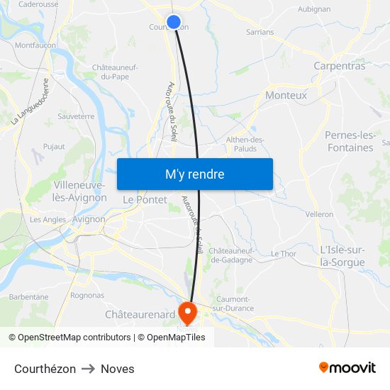 Courthézon to Noves map