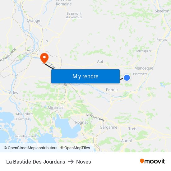 La Bastide-Des-Jourdans to Noves map
