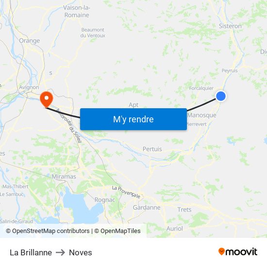 La Brillanne to Noves map