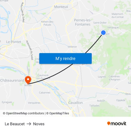 Le Beaucet to Noves map