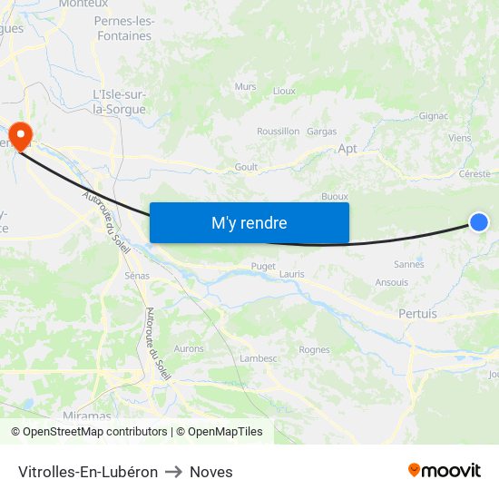 Vitrolles-En-Lubéron to Noves map