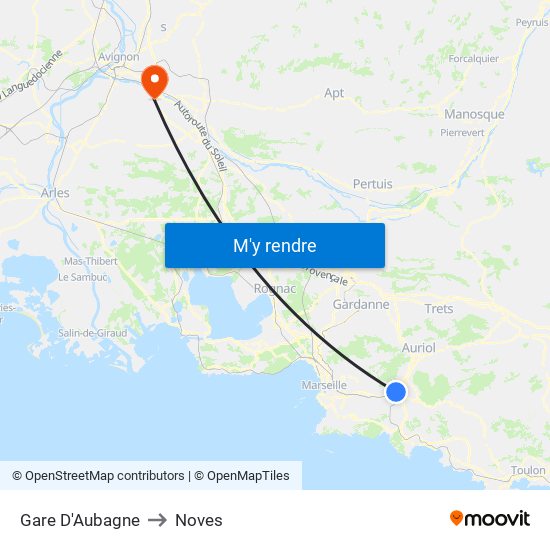 Gare D'Aubagne to Noves map