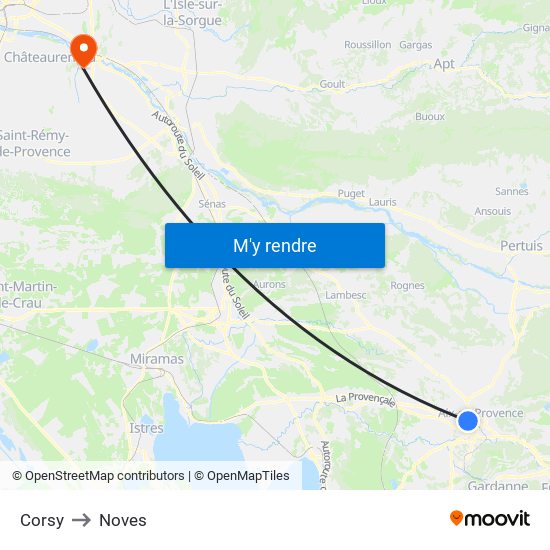 Corsy to Noves map