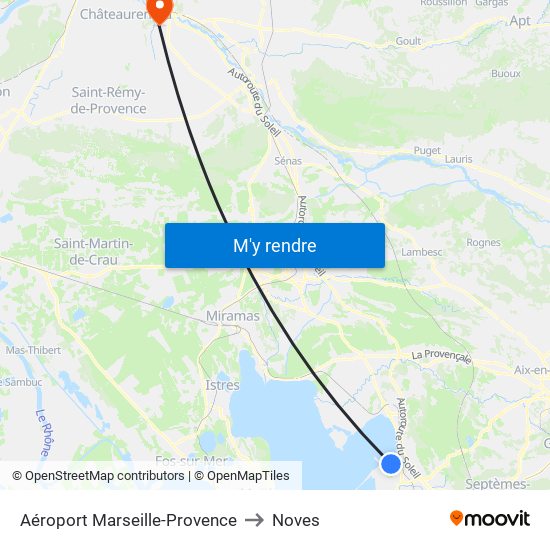 Aéroport Marseille-Provence to Noves map