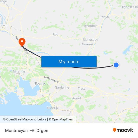 Montmeyan to Orgon map