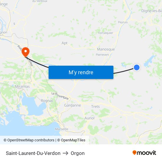 Saint-Laurent-Du-Verdon to Orgon map