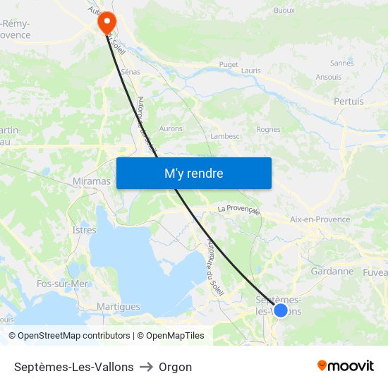 Septèmes-Les-Vallons to Orgon map