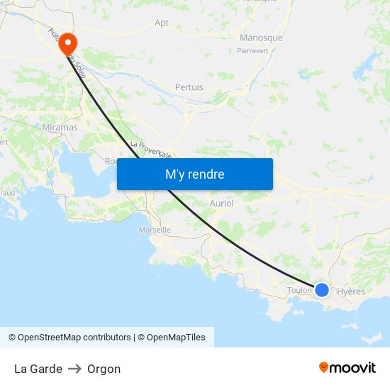 La Garde to Orgon map