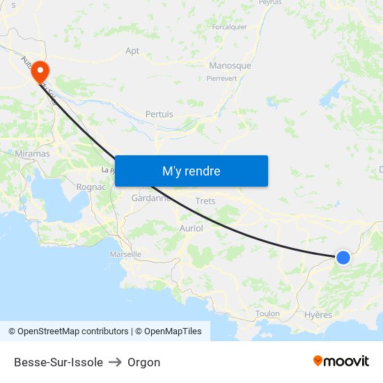 Besse-Sur-Issole to Orgon map