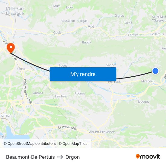 Beaumont-De-Pertuis to Orgon map