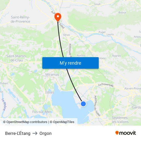 Berre-L'Étang to Orgon map