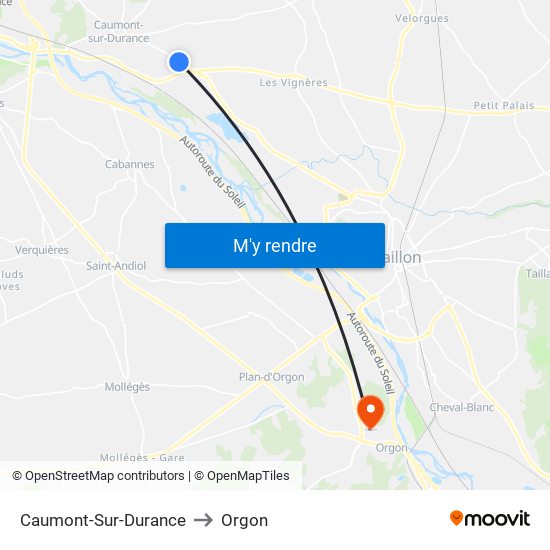 Caumont-Sur-Durance to Orgon map