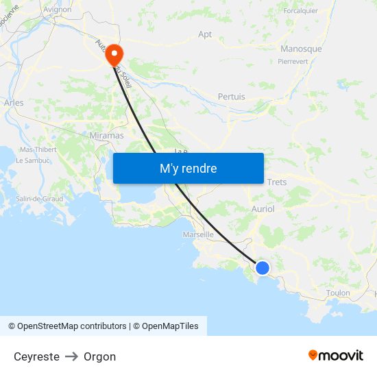 Ceyreste to Orgon map
