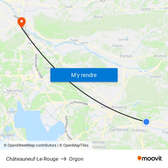 Châteauneuf-Le-Rouge to Orgon map