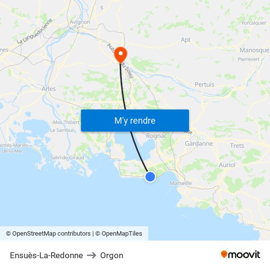 Ensuès-La-Redonne to Orgon map