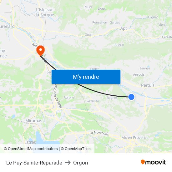 Le Puy-Sainte-Réparade to Orgon map