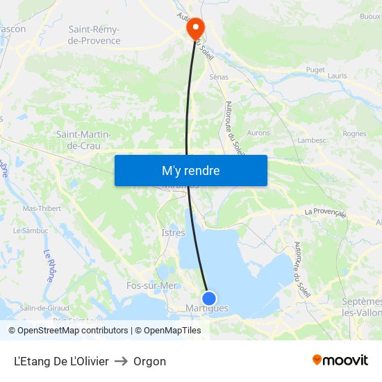 L'Etang De L'Olivier to Orgon map