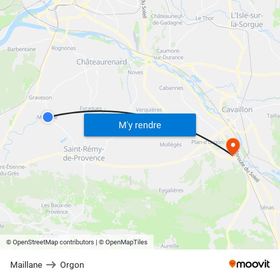 Maillane to Orgon map
