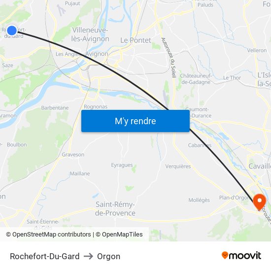 Rochefort-Du-Gard to Orgon map