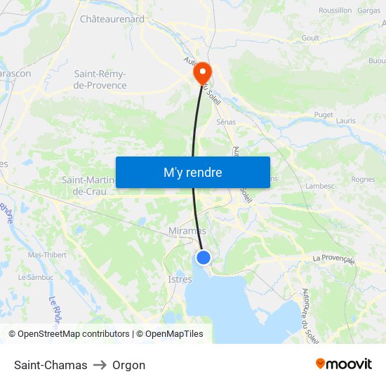 Saint-Chamas to Orgon map