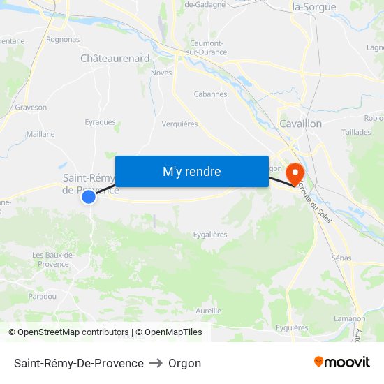 Saint-Rémy-De-Provence to Orgon map