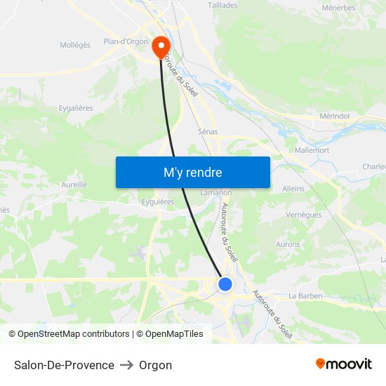 Salon-De-Provence to Orgon map