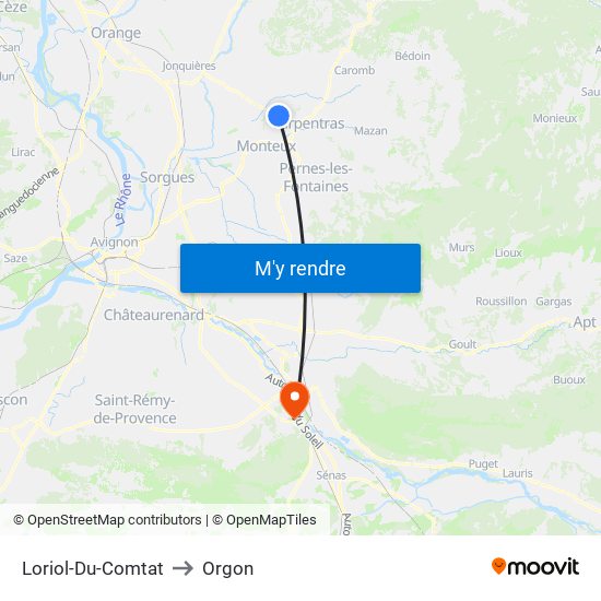 Loriol-Du-Comtat to Orgon map