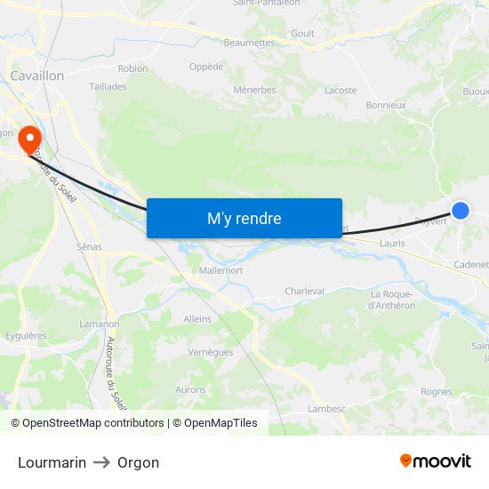 Lourmarin to Orgon map