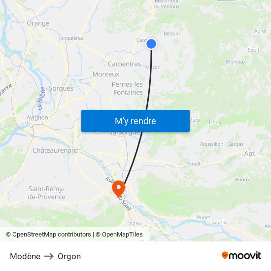 Modène to Orgon map