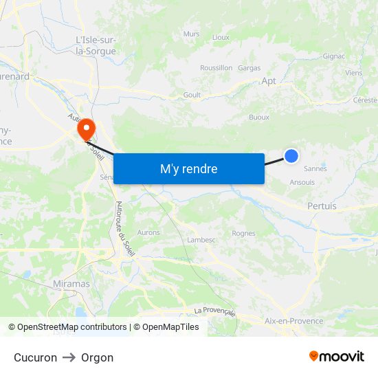 Cucuron to Orgon map