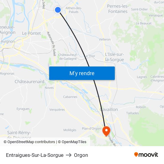 Entraigues-Sur-La-Sorgue to Orgon map