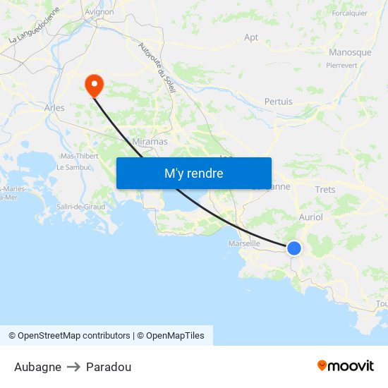 Aubagne to Paradou map