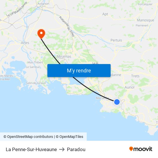 La Penne-Sur-Huveaune to Paradou map