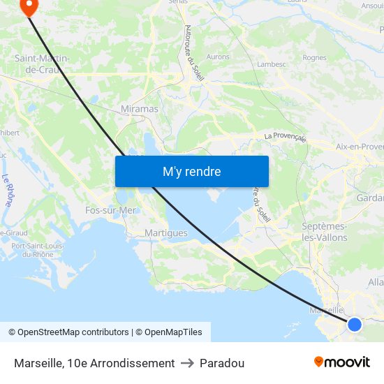 Marseille, 10e Arrondissement to Paradou map