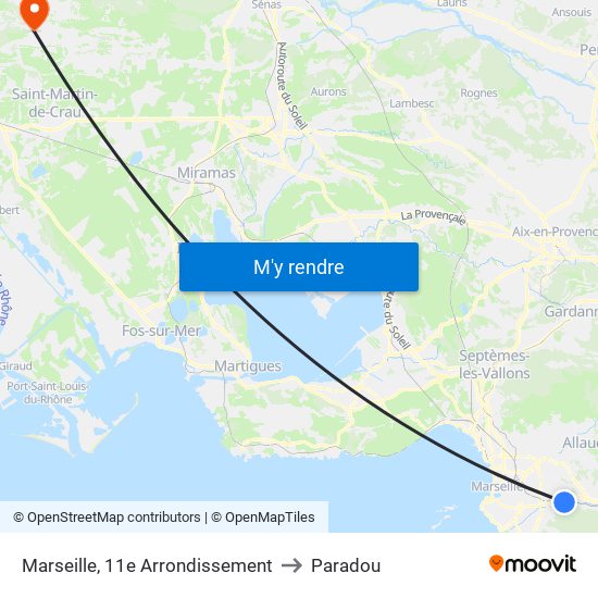 Marseille, 11e Arrondissement to Paradou map