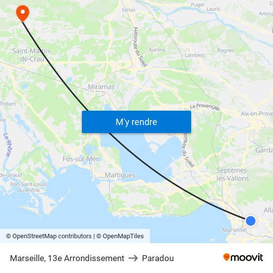 Marseille, 13e Arrondissement to Paradou map