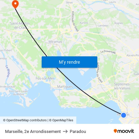Marseille, 2e Arrondissement to Paradou map