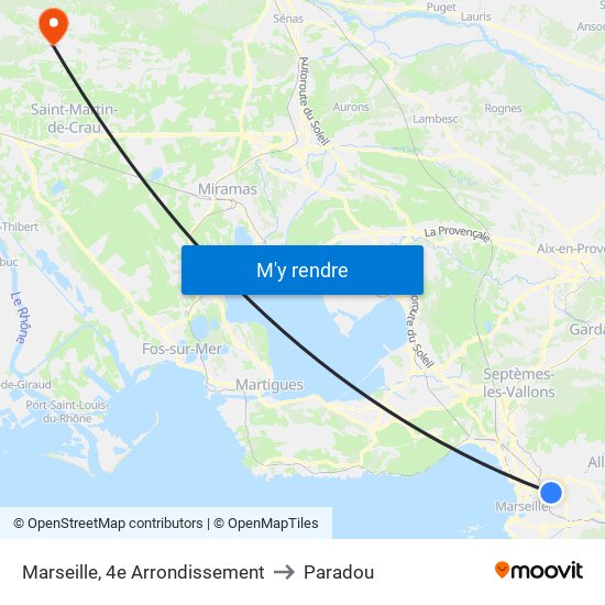 Marseille, 4e Arrondissement to Paradou map