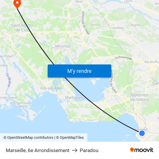 Marseille, 6e Arrondissement to Paradou map