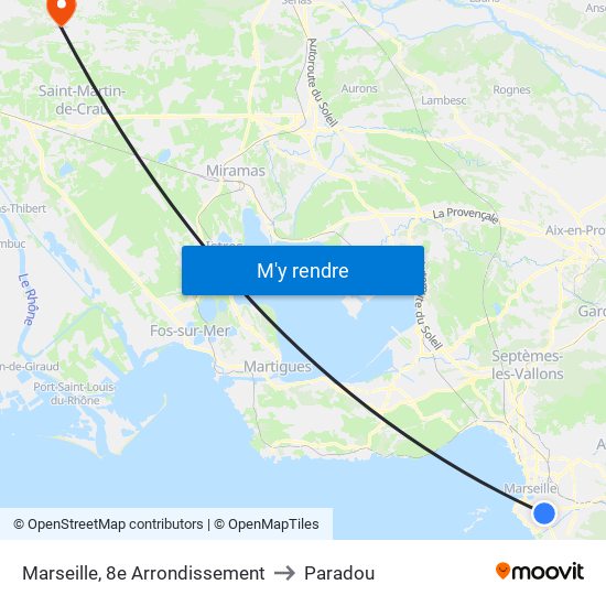Marseille, 8e Arrondissement to Paradou map