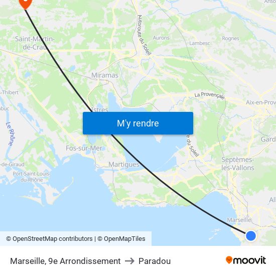 Marseille, 9e Arrondissement to Paradou map