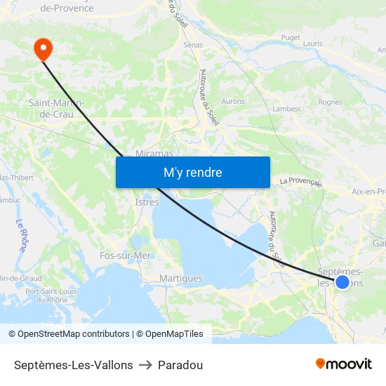 Septèmes-Les-Vallons to Paradou map