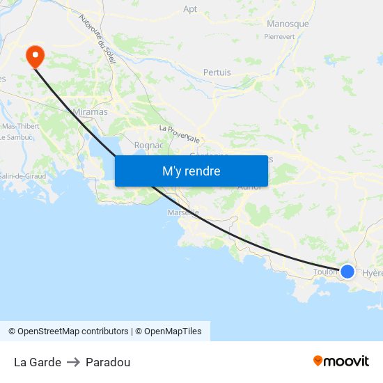 La Garde to Paradou map