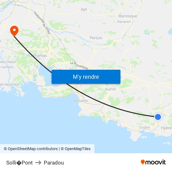 Solli�Pont to Paradou map