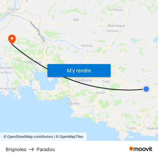Brignoles to Paradou map