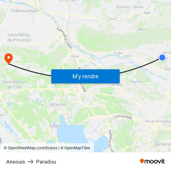 Ansouis to Paradou map