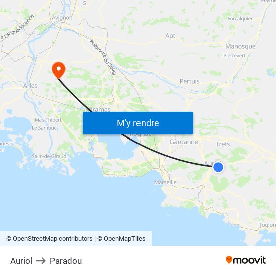 Auriol to Paradou map
